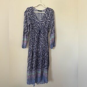 Paisley print long sleeve maxi dress